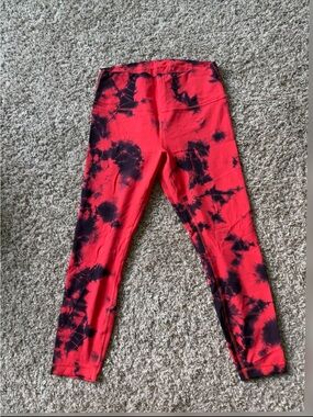 lululemon athletica Red & Black Tie-Dye High-Rise Leggings